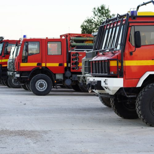 Vehículos de la Unidad Militar de Emergencias (UME) preparados para intervenir en emergencias y catástrofes.