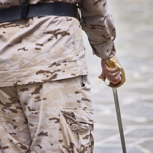 militar españoles con uniforme en formación – seguros de vida y accidentes colectivos